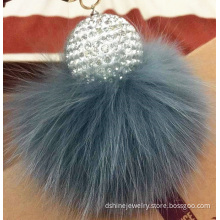 Rhinestone Ball Rabbit Fur Ball Keychain Pom Ball Pendant